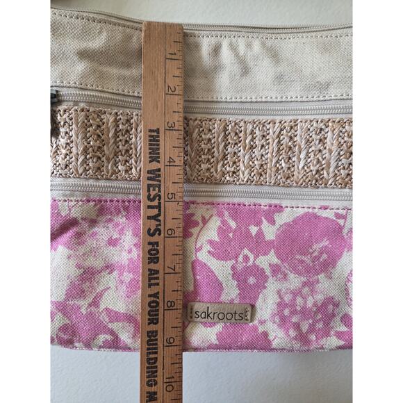 Sakroots Artist Circle Linen Uncoated Canvas Zipper Top Crossbody Rose in Bloom - Picture 12 of 12